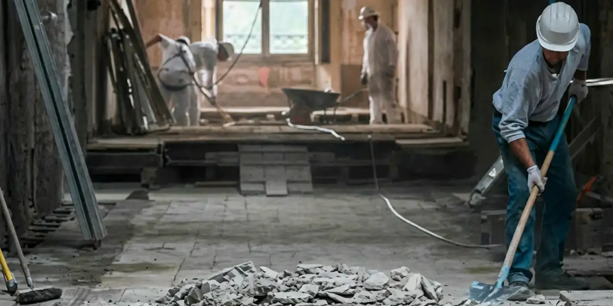 fire damage restoration professionals performing structural cleanup and restoration after a fire in Houston, TX