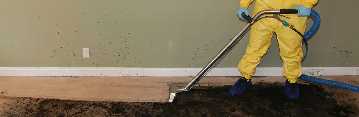 sewage removal service performing deep cleaning and extraction of sewage from an indoor area in Houston, TX
