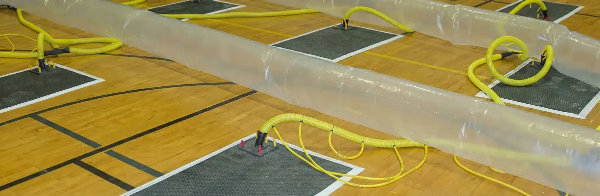 water clean up drying system set up to remove moisture and prevent further damage in Houston, TX